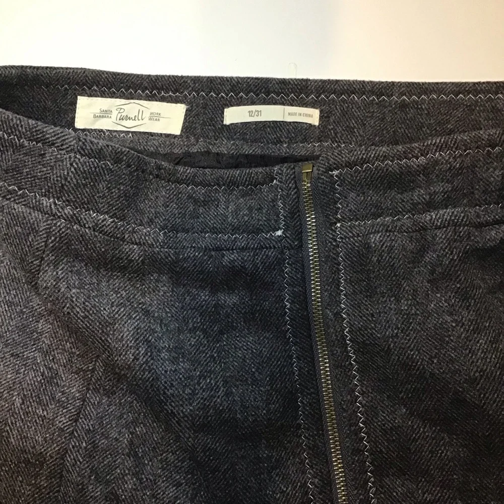 Purnell 12 31 Santa Barbara‎ Work Wear Gray Zip Skirt Wrap Look Wool Blend