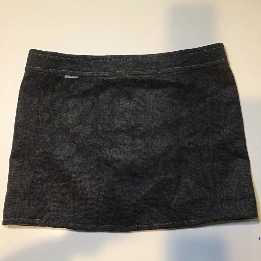 Purnell 12 31 Santa Barbara‎ Work Wear Gray Zip Skirt Wrap Look Wool Blend