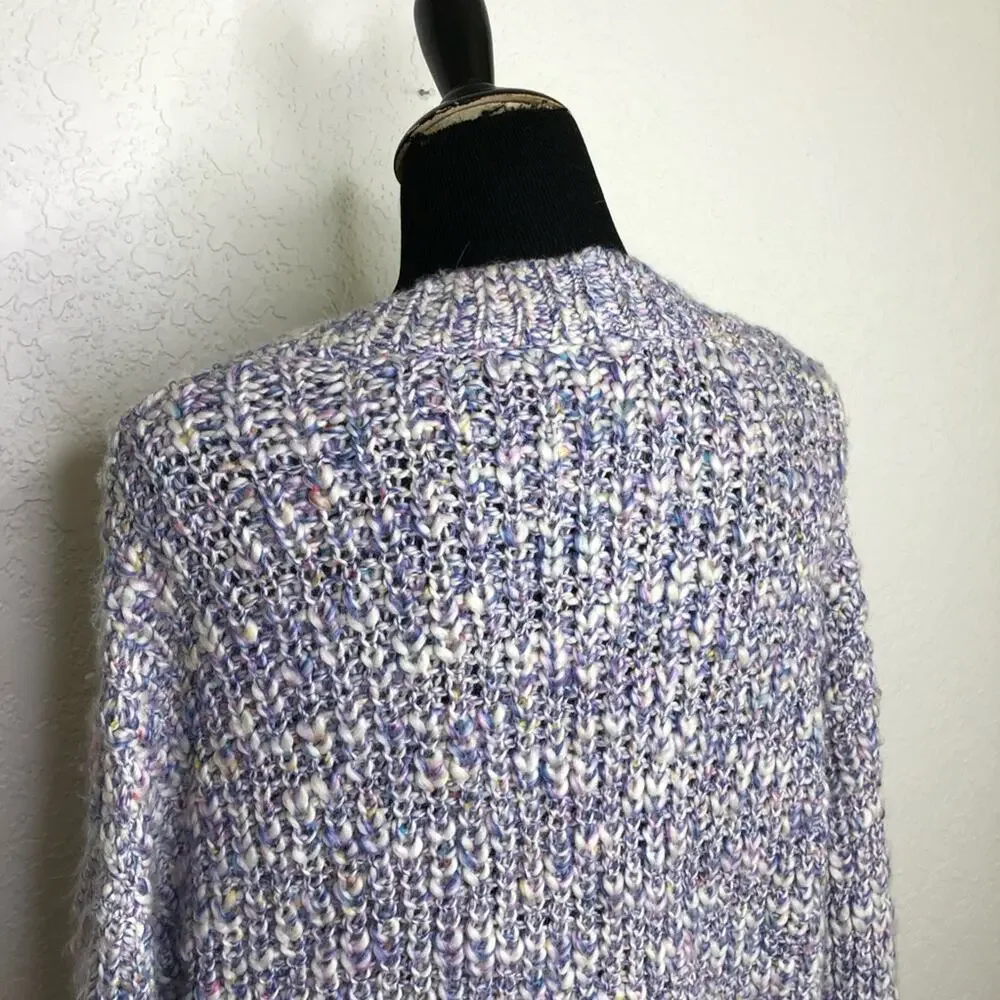 Pistola Lorena purple white confetti wool alpaca blend button cardigan Small