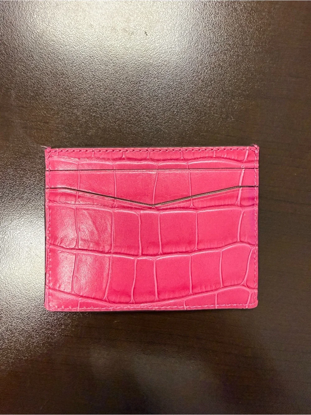 kate spade pink croc-embossed card holder