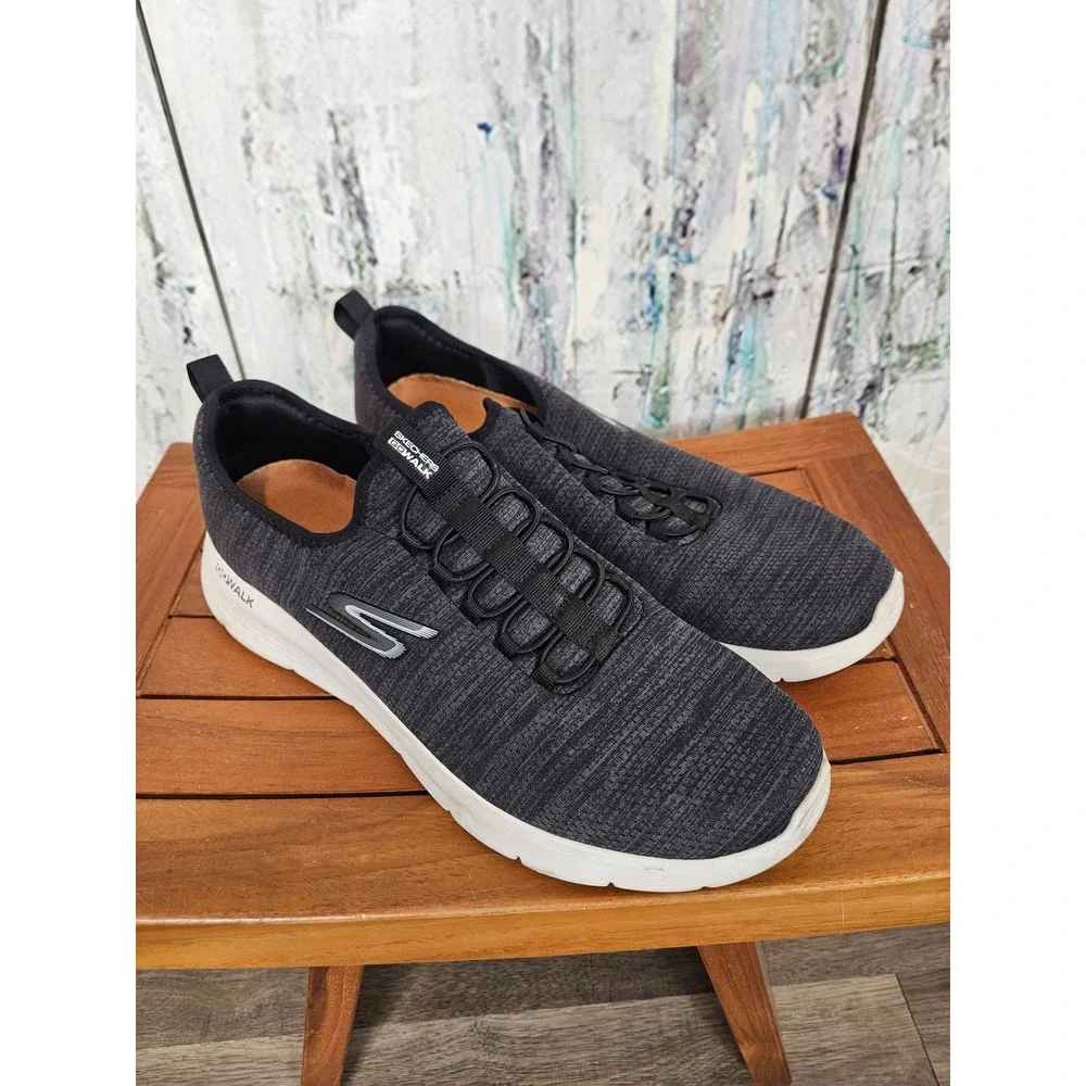 Skechers GoWalk 6 Slip On Sneakers 12 Gray Bungee Comfort Walking Shoes 216484