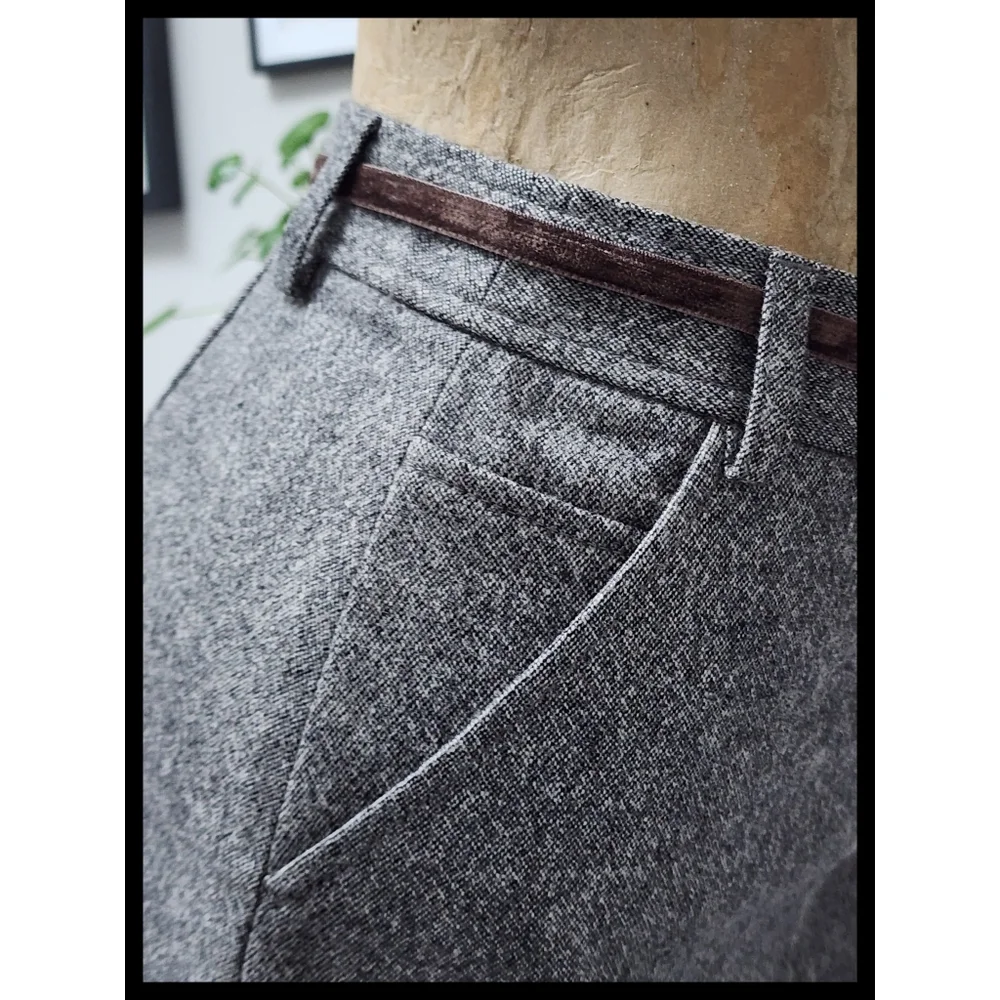 J Crew Vintage Wool Blend Lined Tweed A-line Skirt Velour Tie Belt Gray Size 2