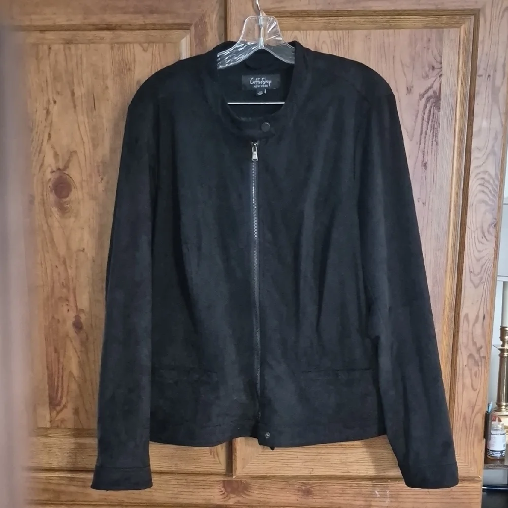 Coffee Shop Plus Size Black Moto Jacket 2X
