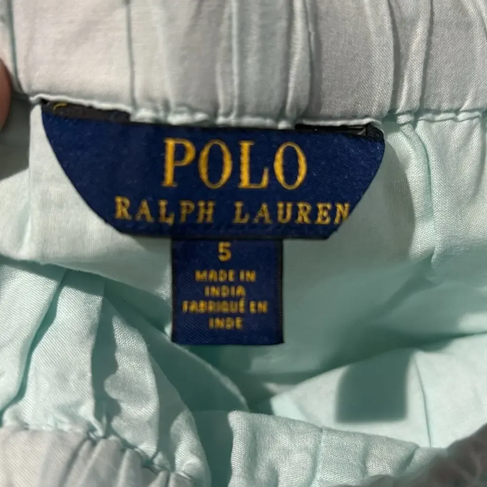ralph Lauren 5 save green elastic waste shorts fully lined eyelet hemline euc