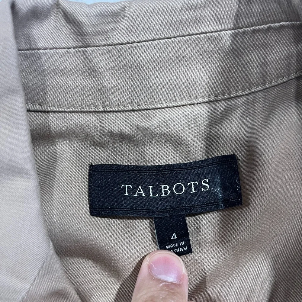 Talbots Jacket Womens 4 Blazer Tan Khaki Pockets‎ Casual Academia Preppy