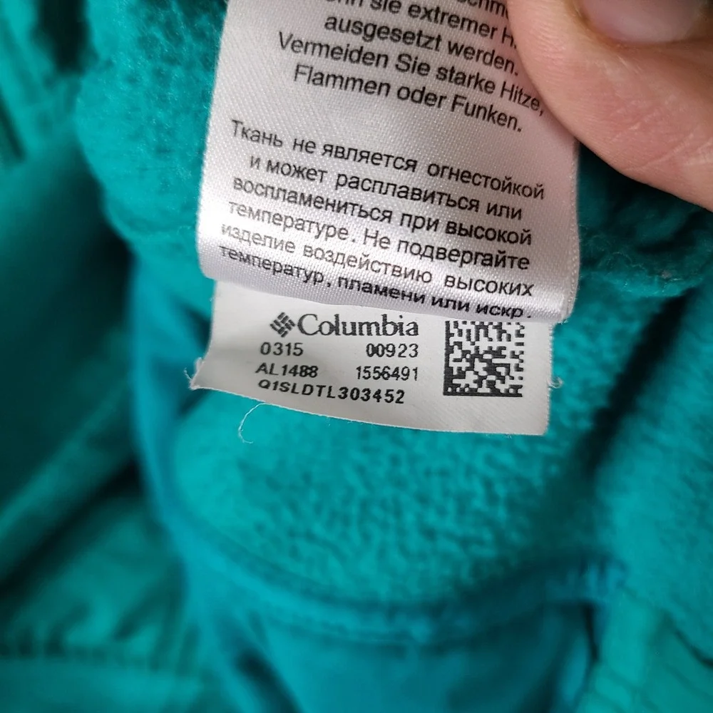 Columbia Vest Womens M Blue Fleece Trim Quilted Full Zip Puffer‎ High Neck