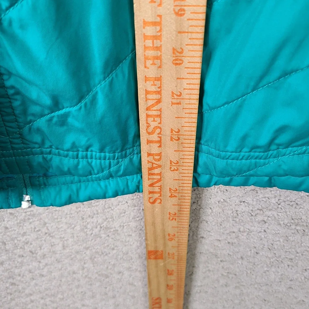 Columbia Vest Womens M Blue Fleece Trim Quilted Full Zip Puffer‎ High Neck