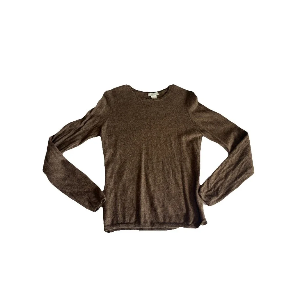 TWEEDS 100% 2 Ply Cashmere Pullover Sweater Brown SIZE  M Classic Capsule Chic