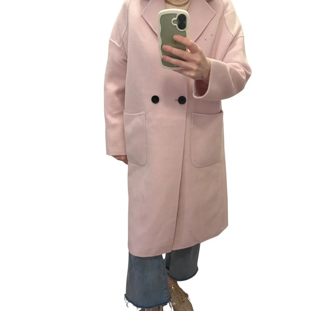Blush Pink Wool Coat Oversized Minimalist Quiet Luxury‎ Minimalist Spring Medium