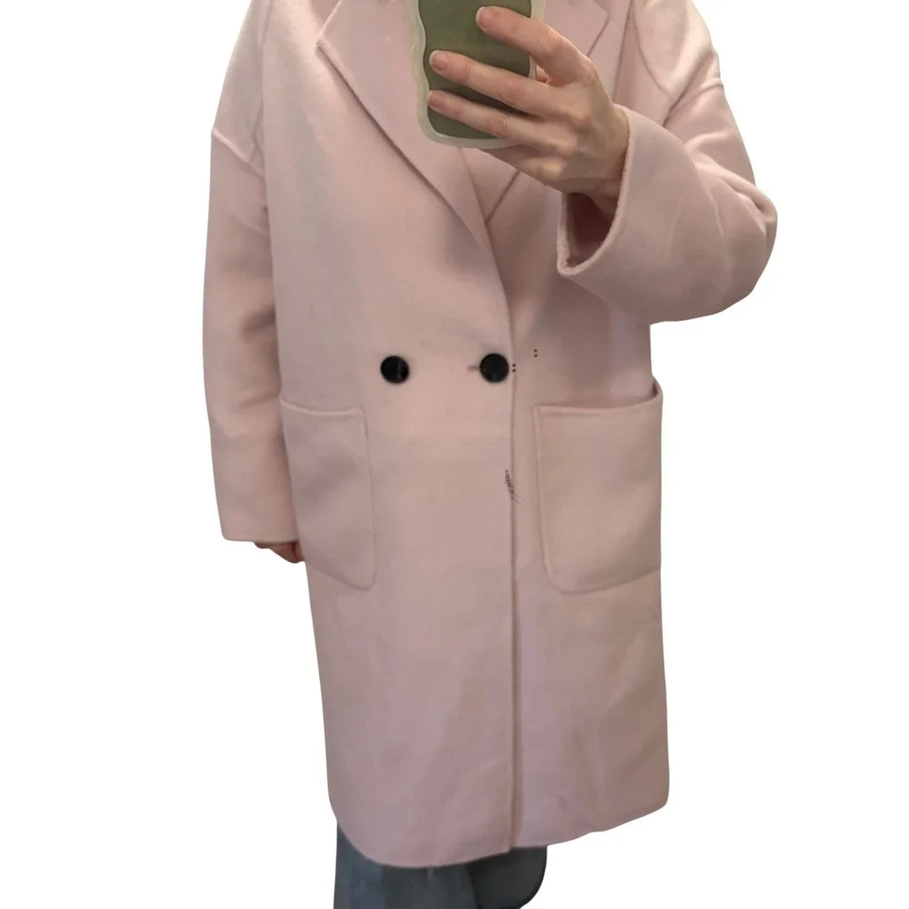 Blush Pink Wool Coat Oversized Minimalist Quiet Luxury‎ Minimalist Spring Medium