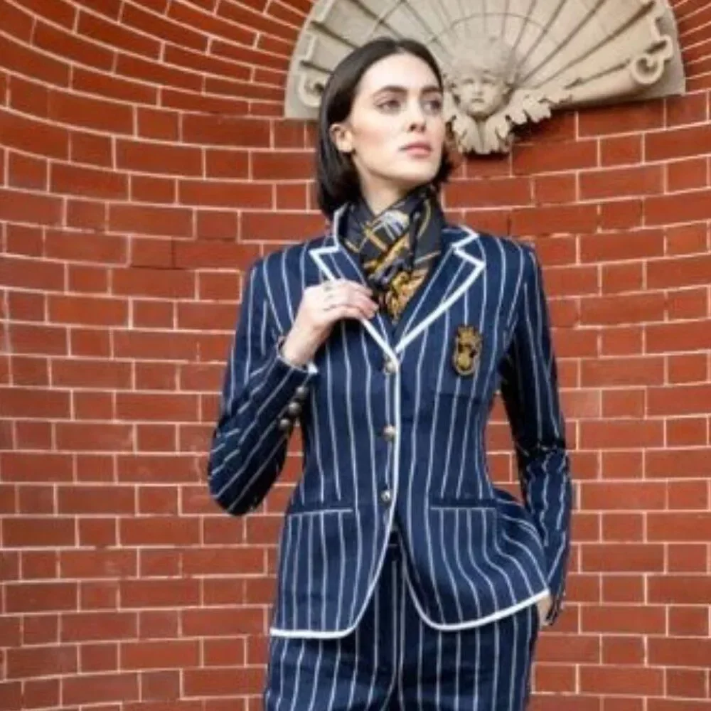 Carlisle Collection Linen Blend Jacket Captain Nautical Luxe Sz6 Tailored Blazer