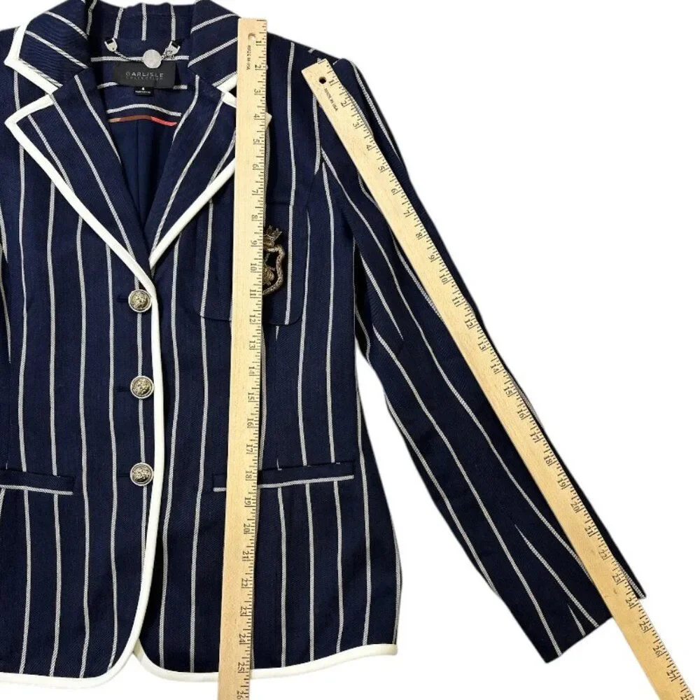 Carlisle Collection Linen Blend Jacket Captain Nautical Luxe Sz6 Tailored Blazer