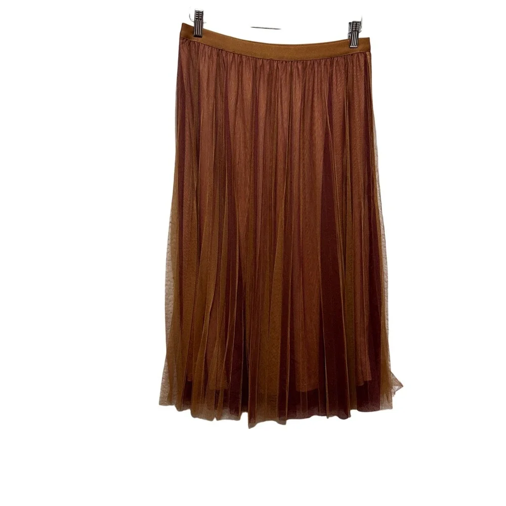 Hem And Thread Women Whimsy Fairy‎ Skirt M Brown Burgundy Tulle Pleated Romantic