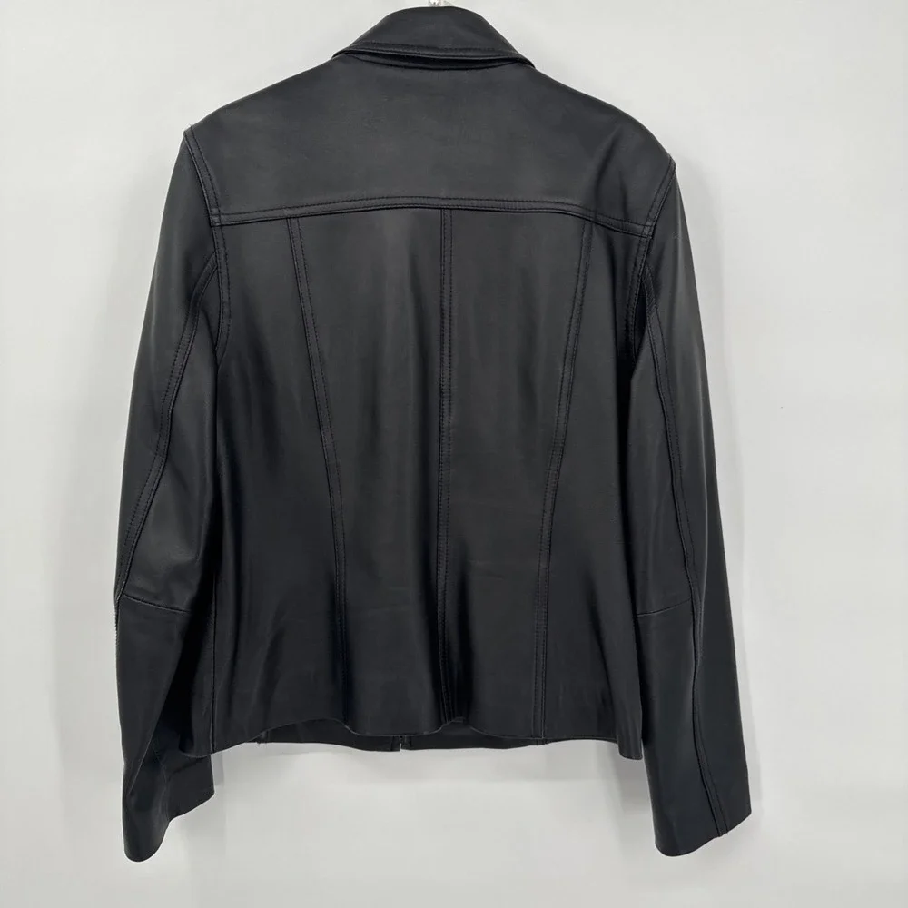 SONOMA Life + Style 100% Lambskin Leather Zip Up Modern Jacket Top Size M VTG