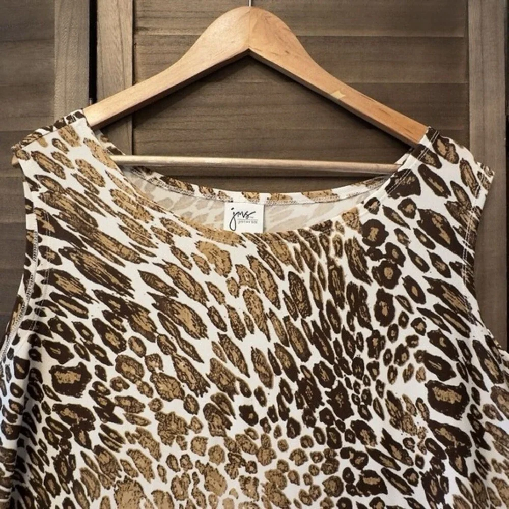 JMS Just My Size Leopard Print Damask Border Scoop Neck Sleeveless Shift Dress‎