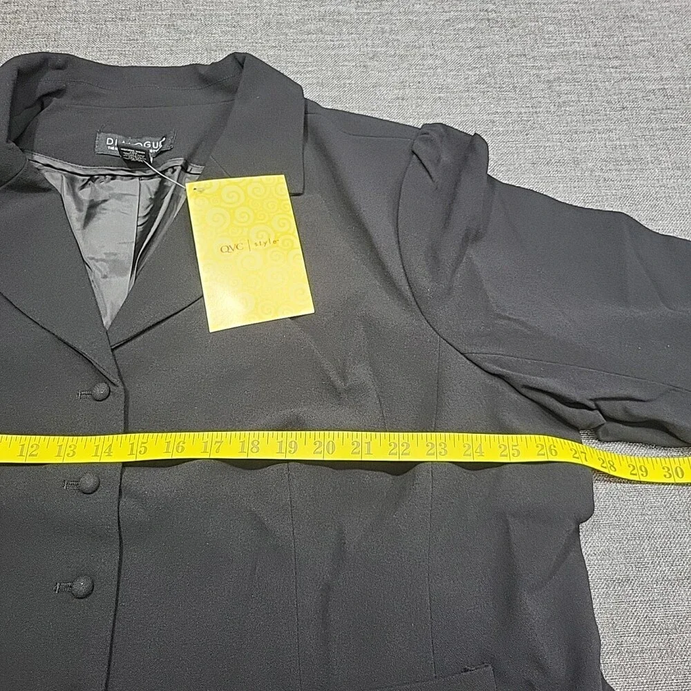 Dialogue Womens Crepe Button Jacket w Pockets Petite 28WP Plus Size 3X Black