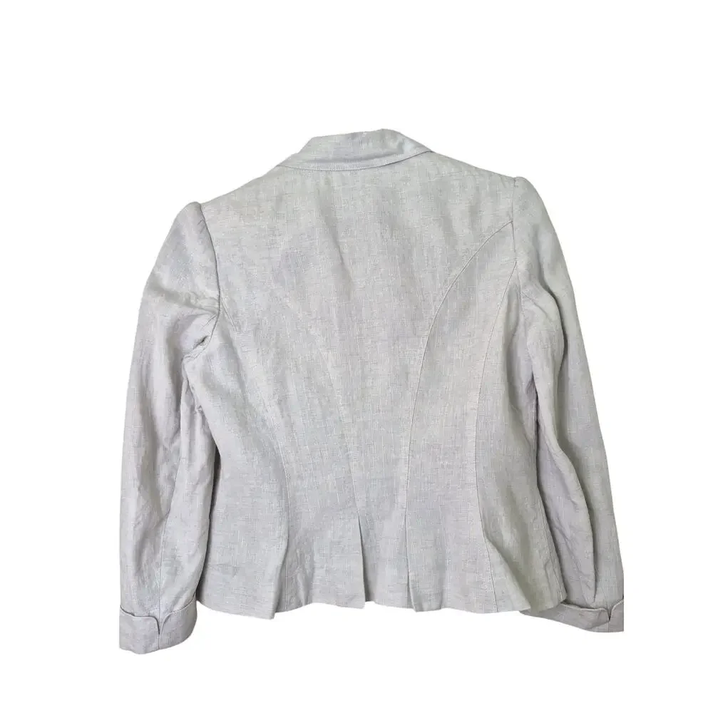 Vintage Lauren Ralph Lauren Linen Blazer Womens Sz 10 Gray Romantic Luxury Y2K