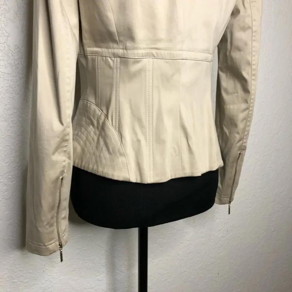 WHBM cream tan zip front blazer jacket size 2