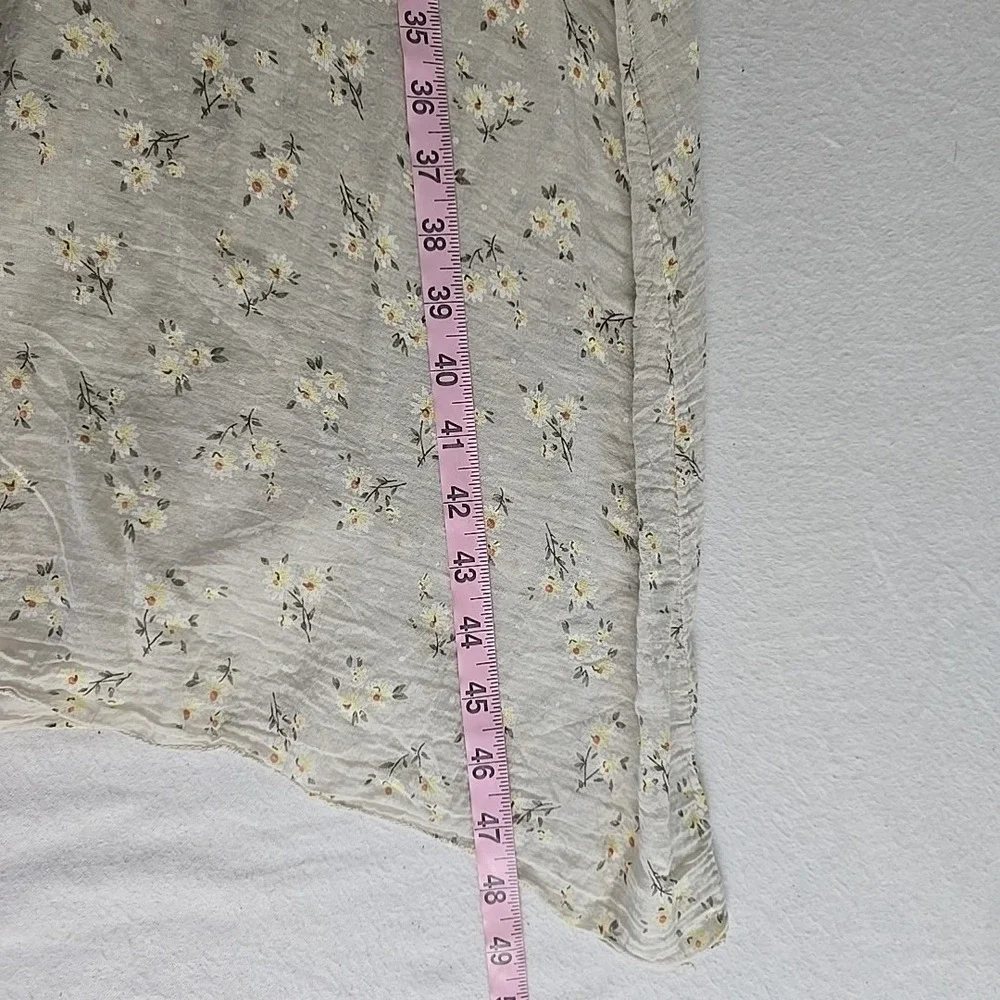 Saga Made In Italy Floral Beige‎ Midi Dress Large Cottage Prairie Lagenlook 90s