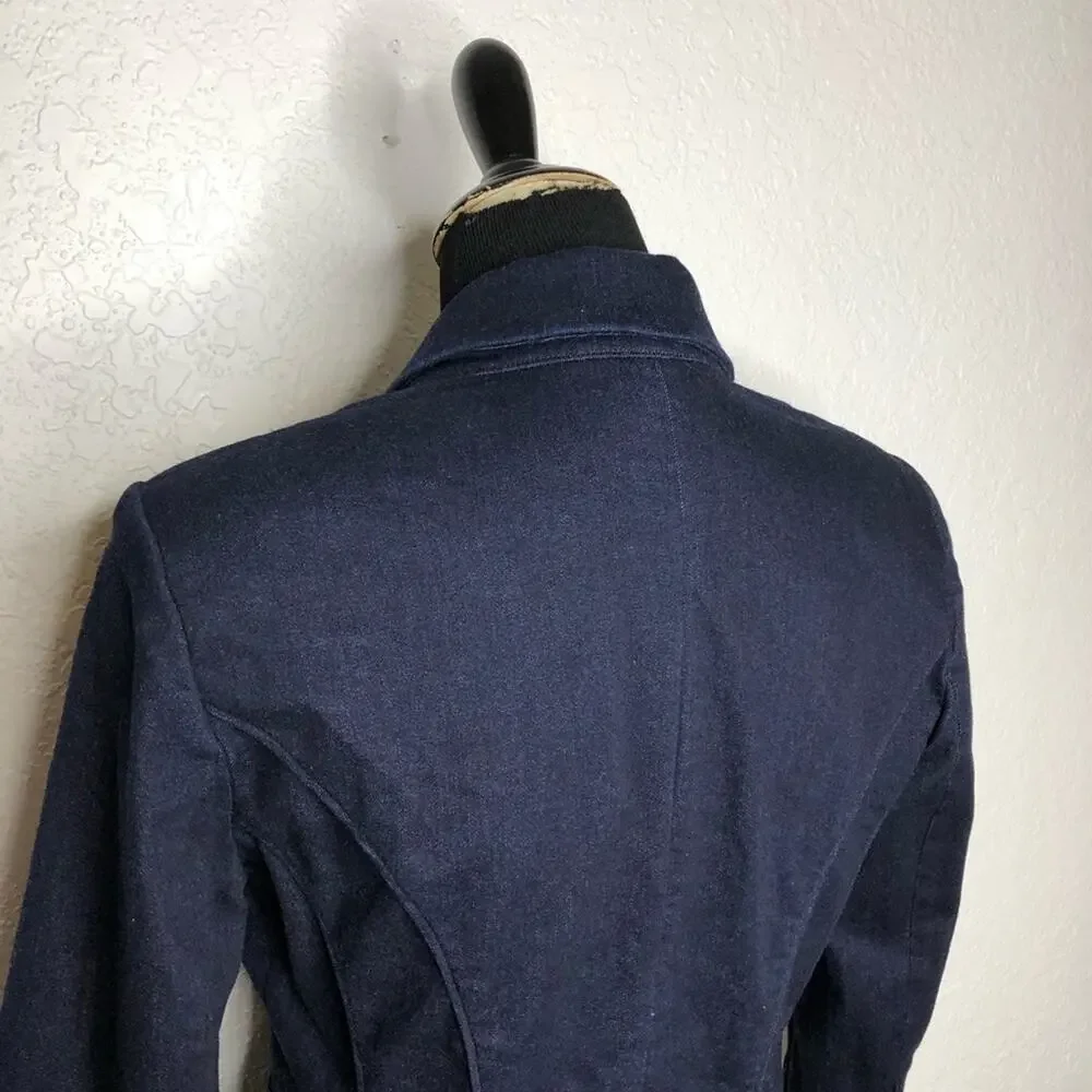 WHBM dark blue denim blazer jacket size 4