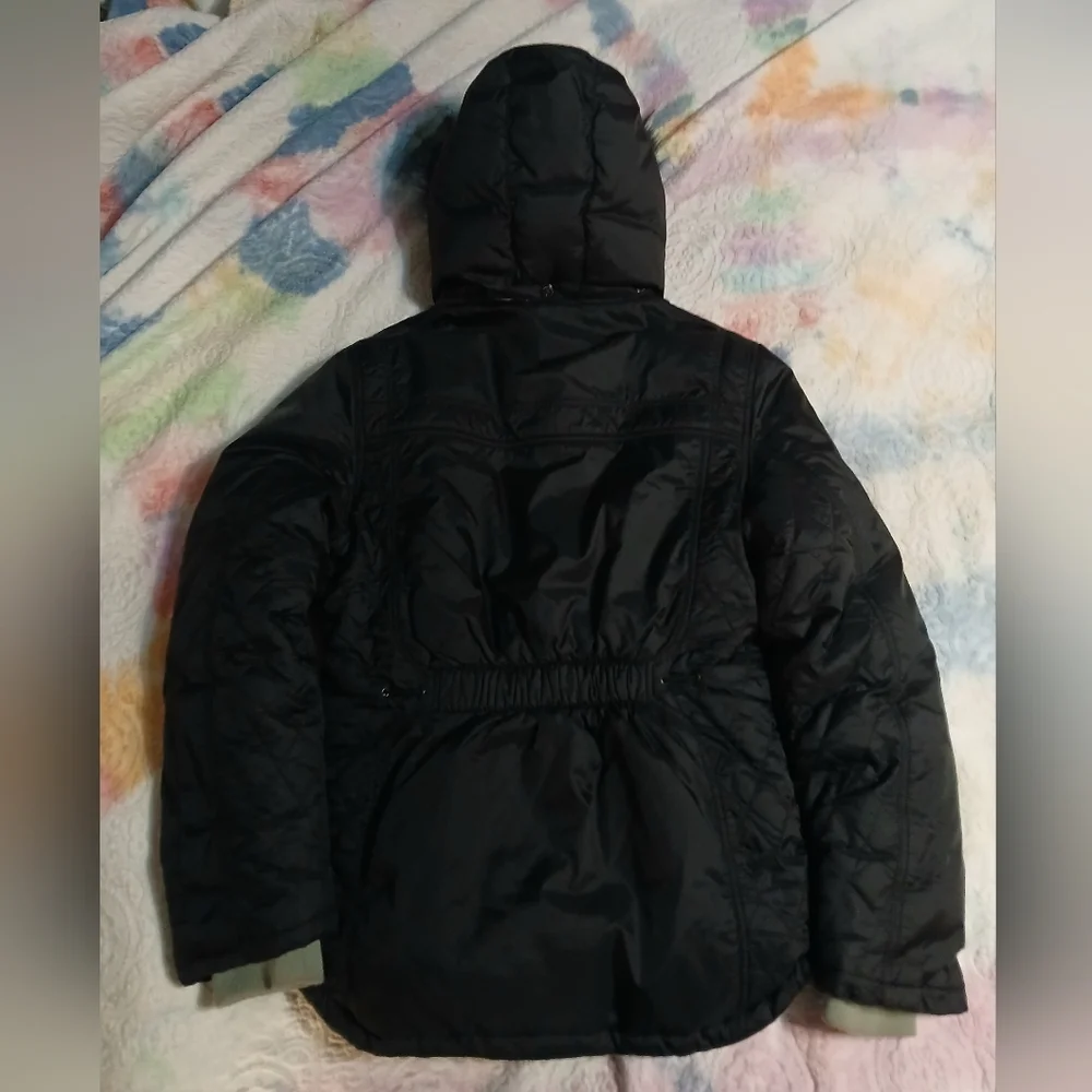Pepe Jeans‎ London. Black Hooded Winter Jacket with Fur Trim. SzXL