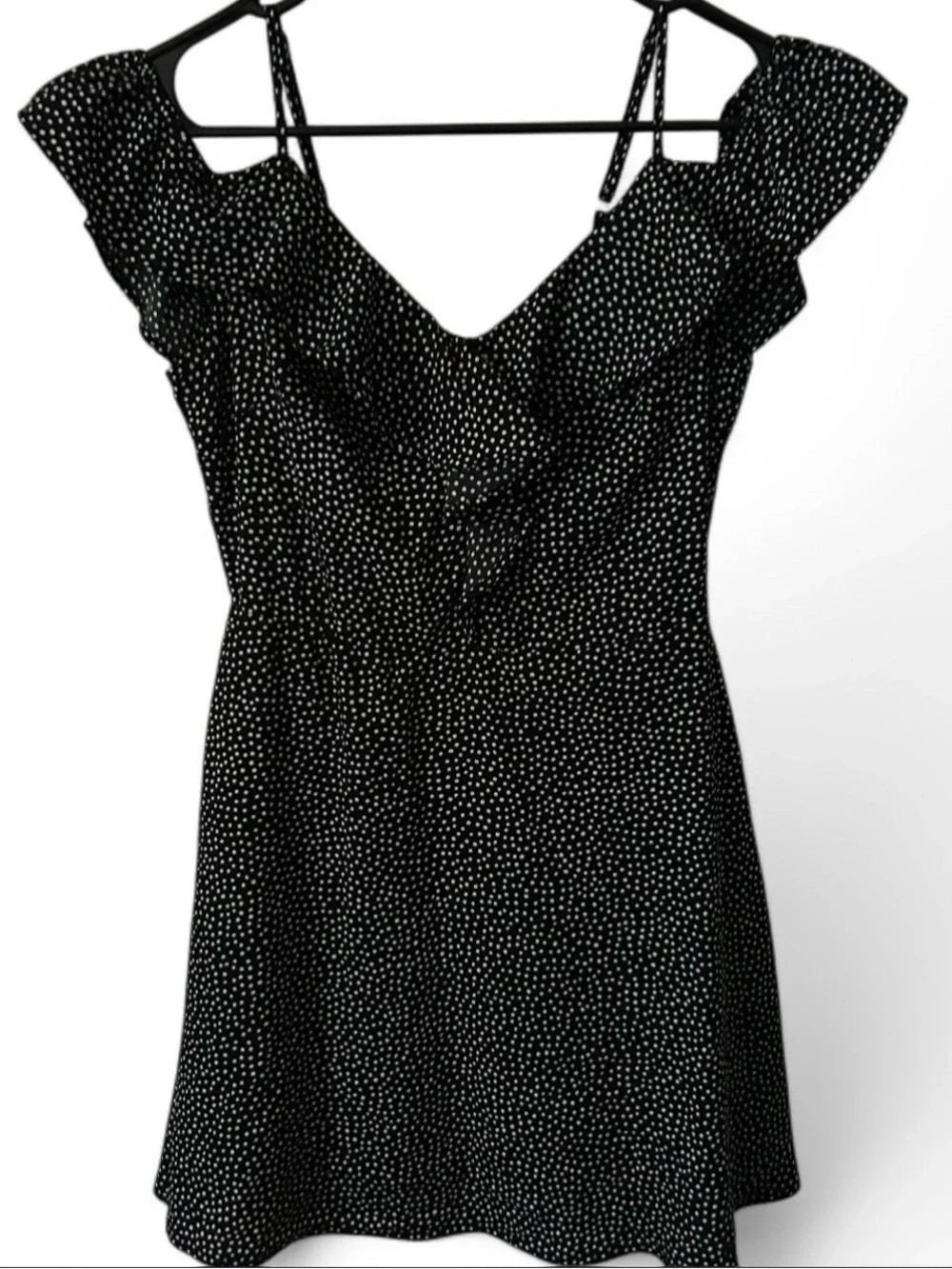 Black Speckle Cold-Shoulder Mini Dress
