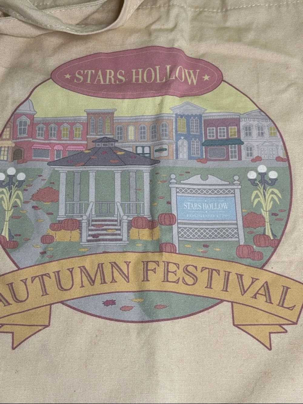 Gilmore Girls Cream Stars Hollow Autumn Festival Cotton Tote