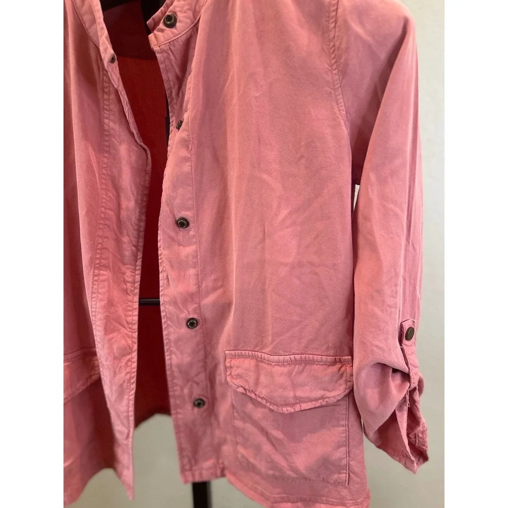 Sanctuary Pink‎ Utility Jacket Mandarin Collar Roll Tab Sleeve Size S