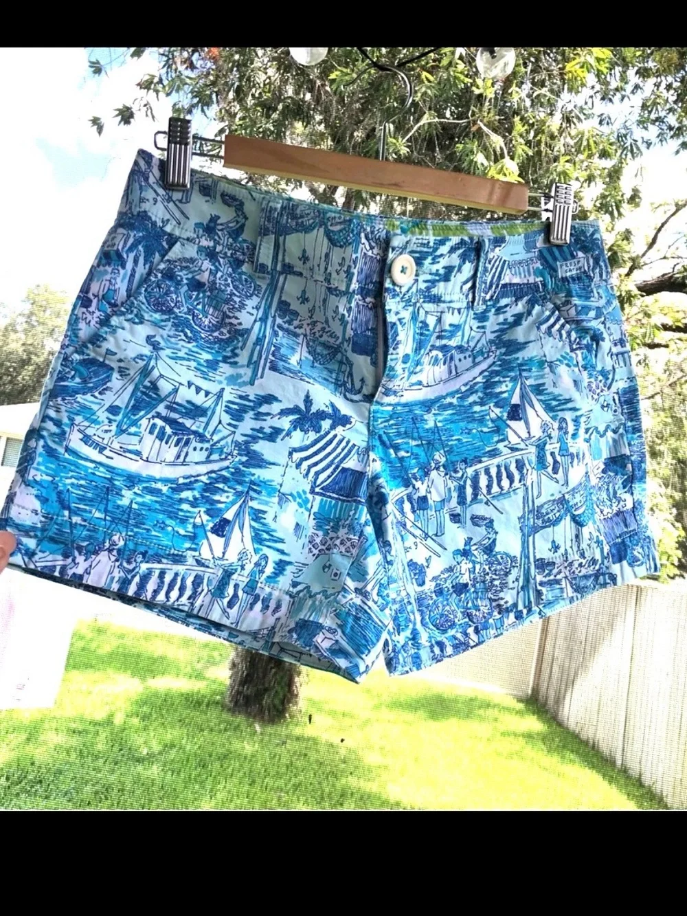 Lilly Pulitzer Callahan Shorts Size 2 Fresh Catch Toile Blue White