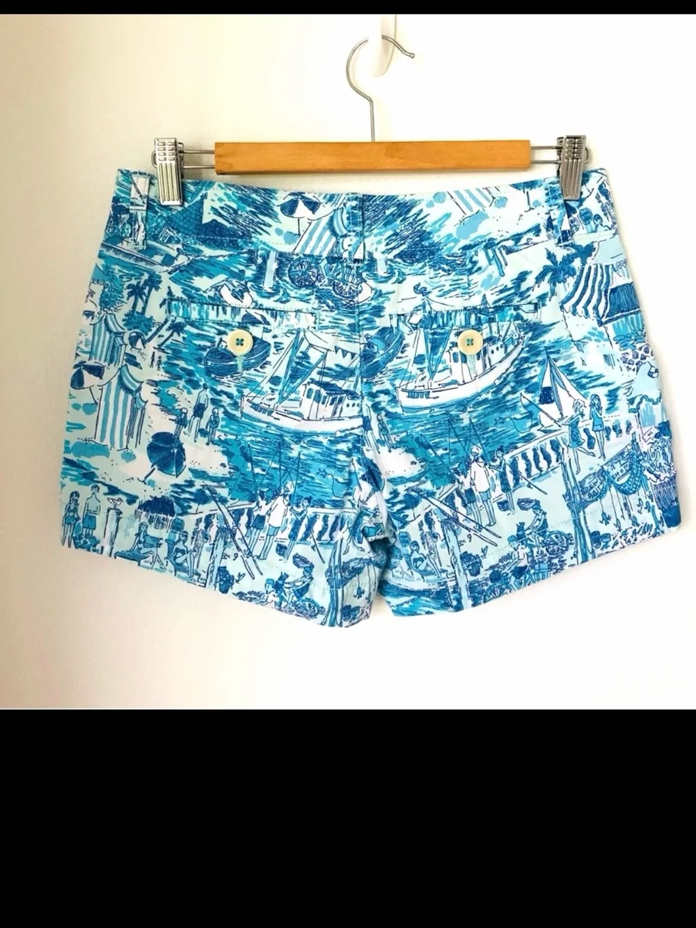 Lilly Pulitzer Callahan Shorts Size 2 Fresh Catch Toile Blue White