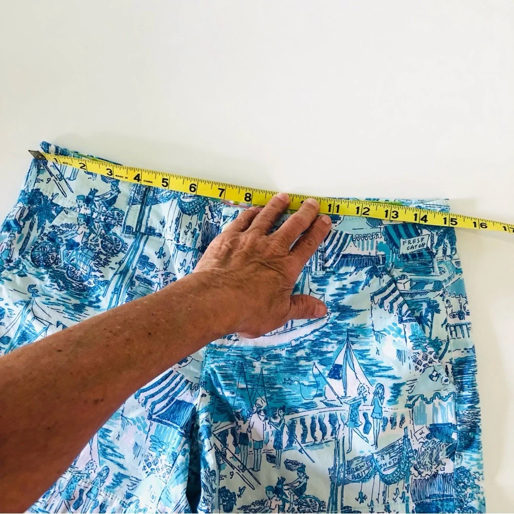 Lilly Pulitzer Callahan Shorts Size 2 Fresh Catch Toile Blue White