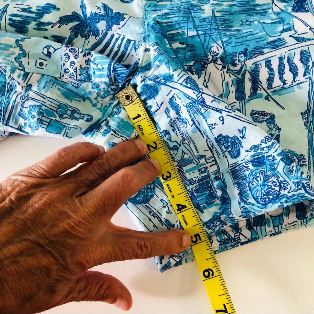 Lilly Pulitzer Callahan Shorts Size 2 Fresh Catch Toile Blue White