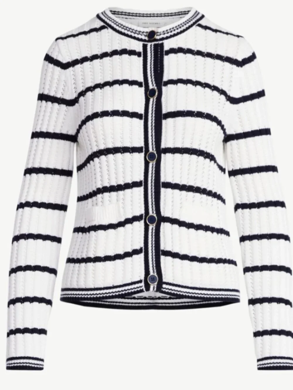 Free Assembly Black & White Striped Knit Long Sleeve Cardigan Sweater Size XS