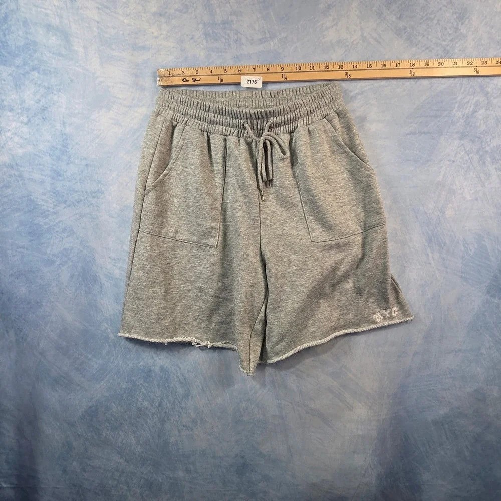 Princess Polly‎ XX Gray NYC Sweat Shorts Elastic Drawstring Waist Raw Hem Size 6