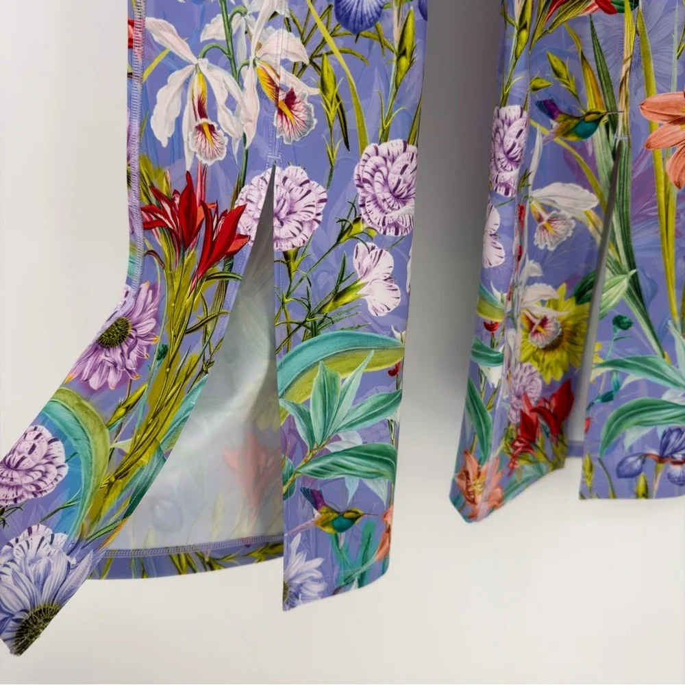 Johnny Was Active Floral Leggings XS‎ High Waist Bee Active Flare Slit Hem NWT
