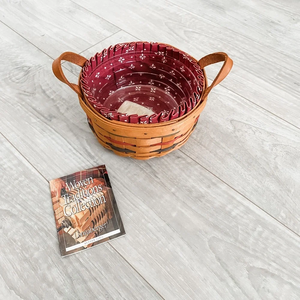 Longaberger Small Button Basket with Liner and Protector