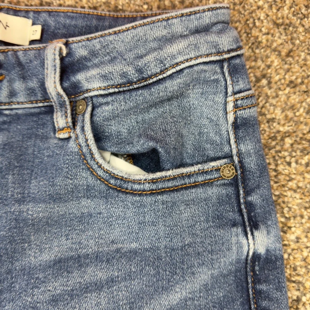 Hidden Jeans Los Angeles High Rise Straight Leg Raw Hem Blue Denim Size 27