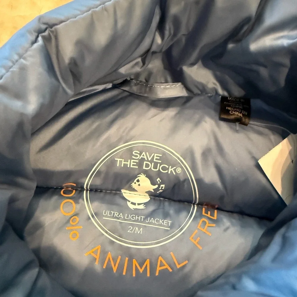Save The Duck‎ Womens Ultra Light Puffer Vest Jacket Blue Full Zip Outdoor 2/M