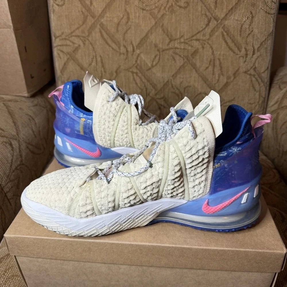 Nike LeBron 18 Los Angeles by Day Cream White Men's Size 12‎ DB8148-200