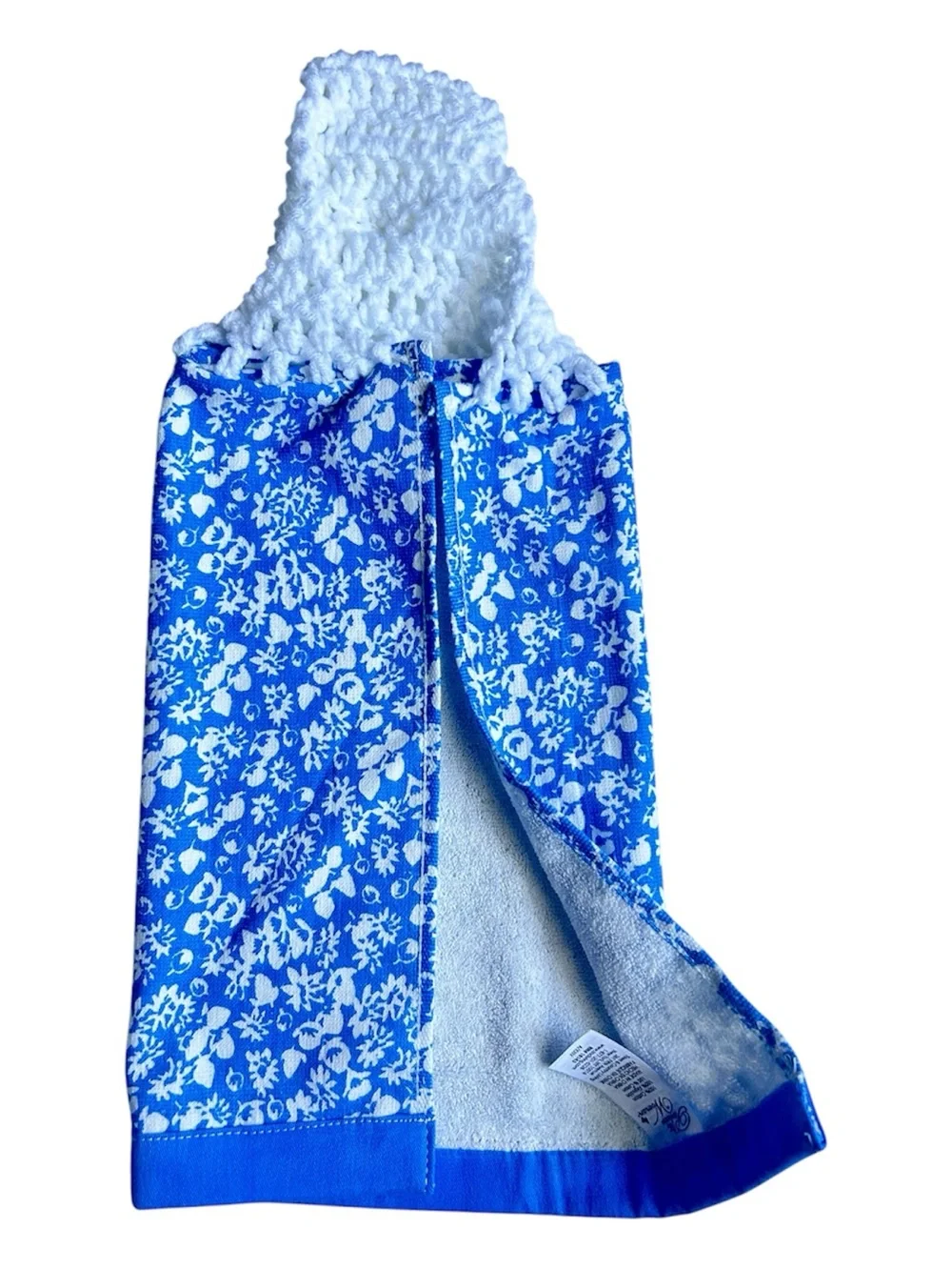 HAND CRAFTED Colorful Floral Crochet Top Hanging Kitchen or Bathroom Hand Towel