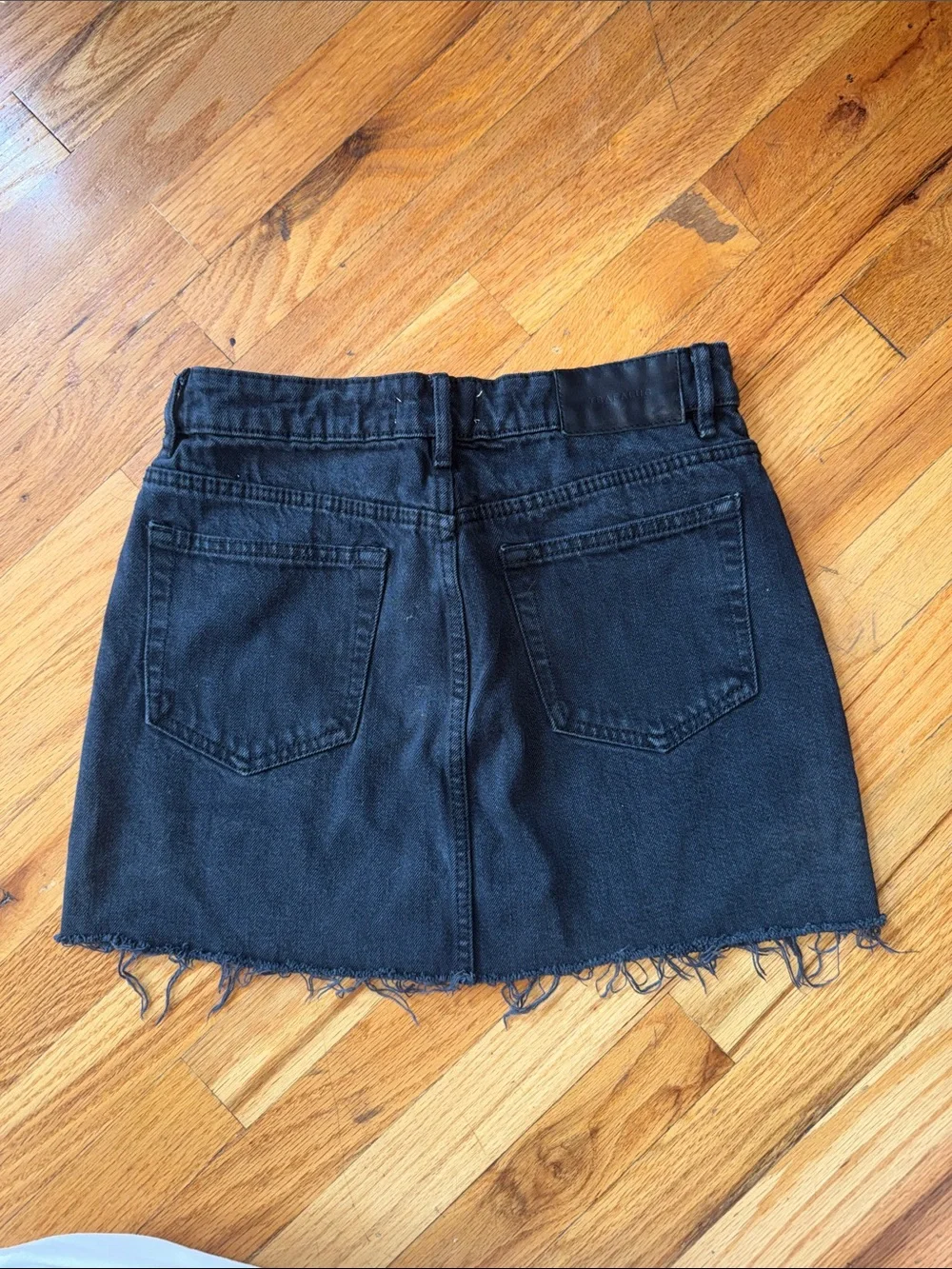 Denim Mini Skirt in Washed Black