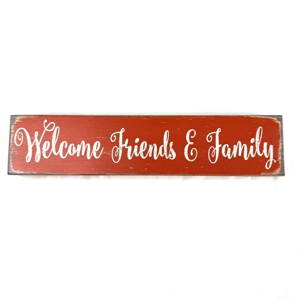 Welcome Friends & Family Wood Sign Tabletop Fall Decorative Decor