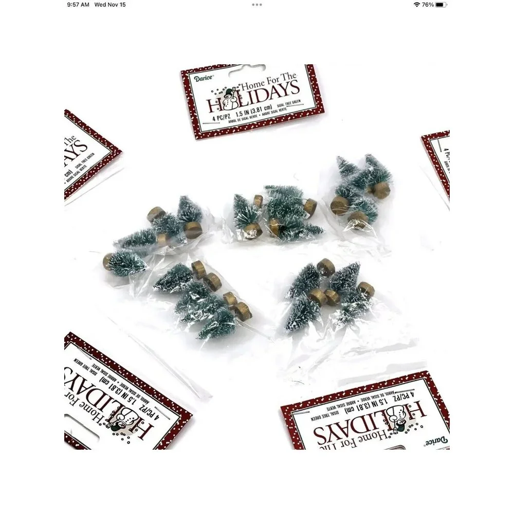 NIB Miniature Christmas RR Train Village Tree Flocked 20 Pc Lot 1 1/2” Crafts