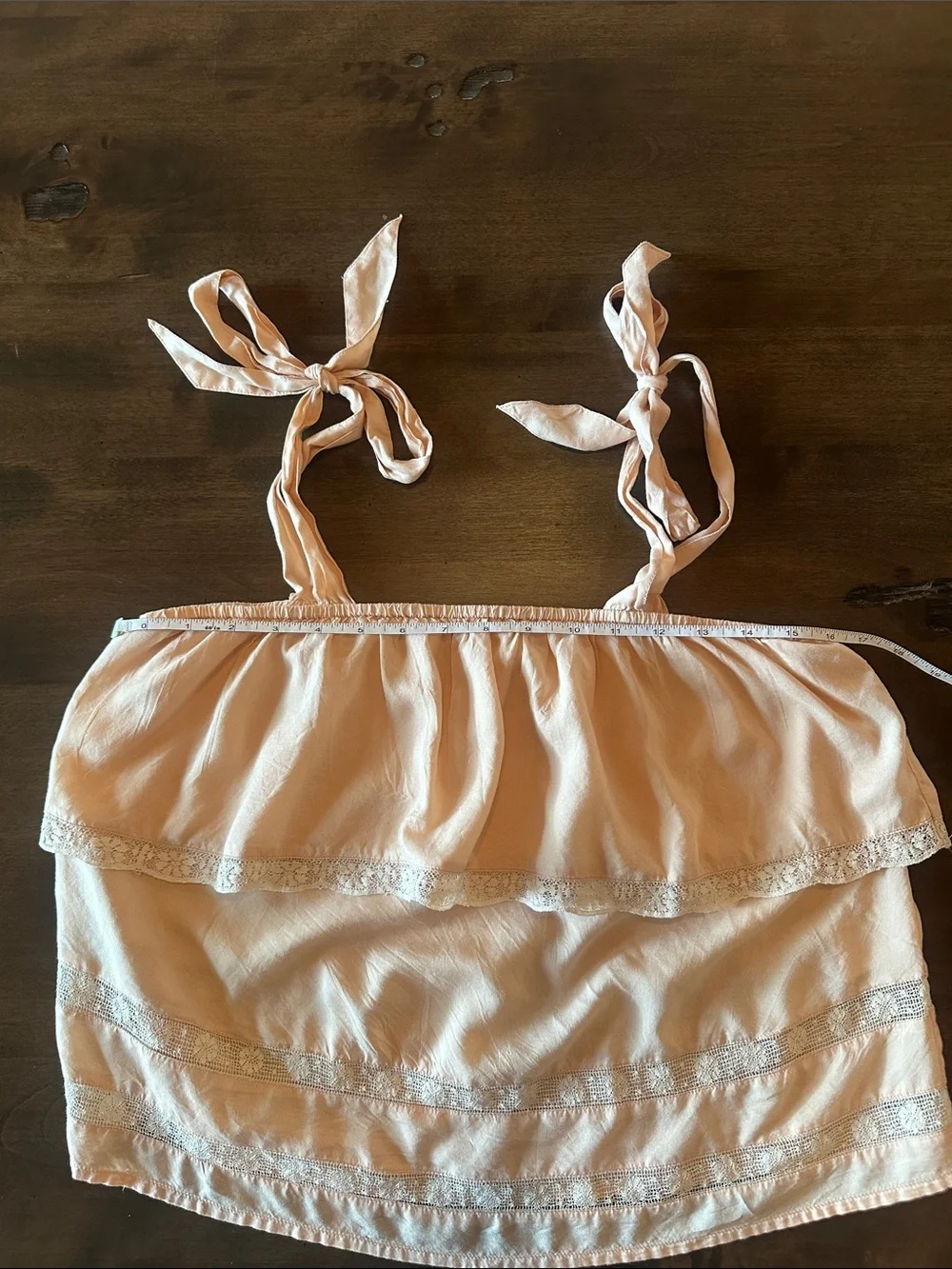 American Eagle Outfitters Peach Ruffle Tie-Shoulder Camisole