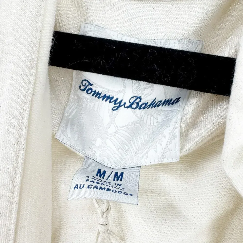 Tommy Bahama Silky Sands Foil Open Shimmer Cardigan Sweater Coconut Size M NWT