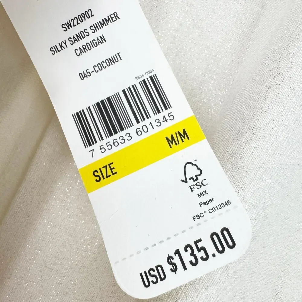 Tommy Bahama Silky Sands Foil Open Shimmer Cardigan Sweater Coconut Size M NWT