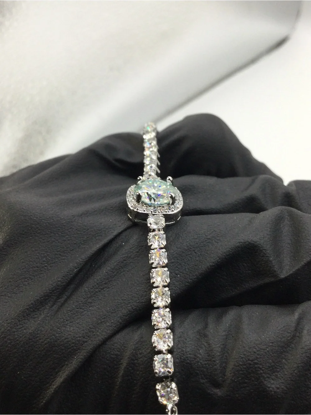Dazzling White Cushion-Cut Halo Tennis Bracelet - Women