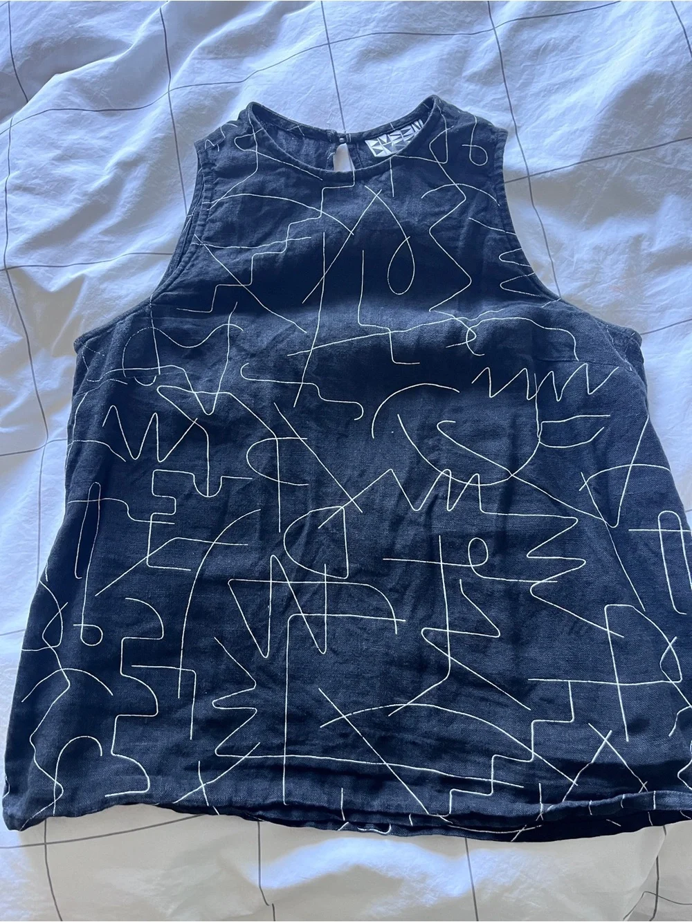 Dusen Dusen linen tank - abstract squiggle
