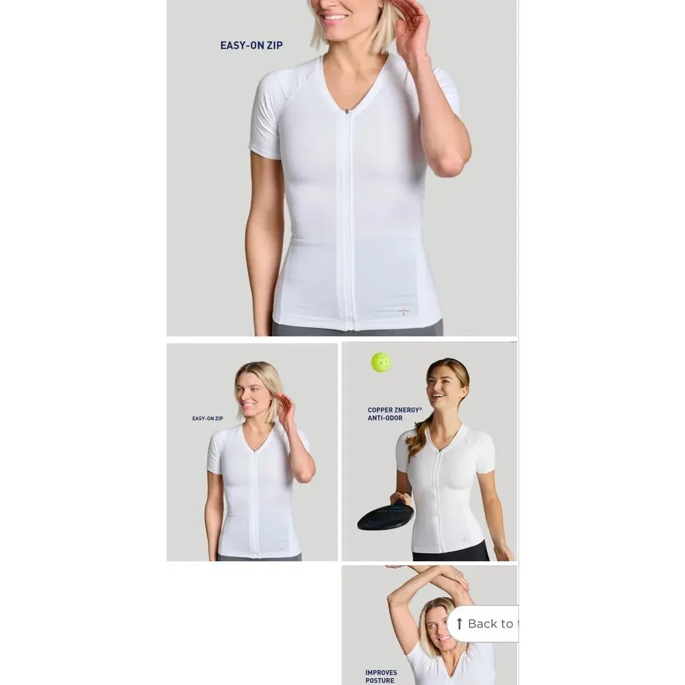 Tommie Copper Full Back Support Compression Shirt Women's S Zip Posture Top