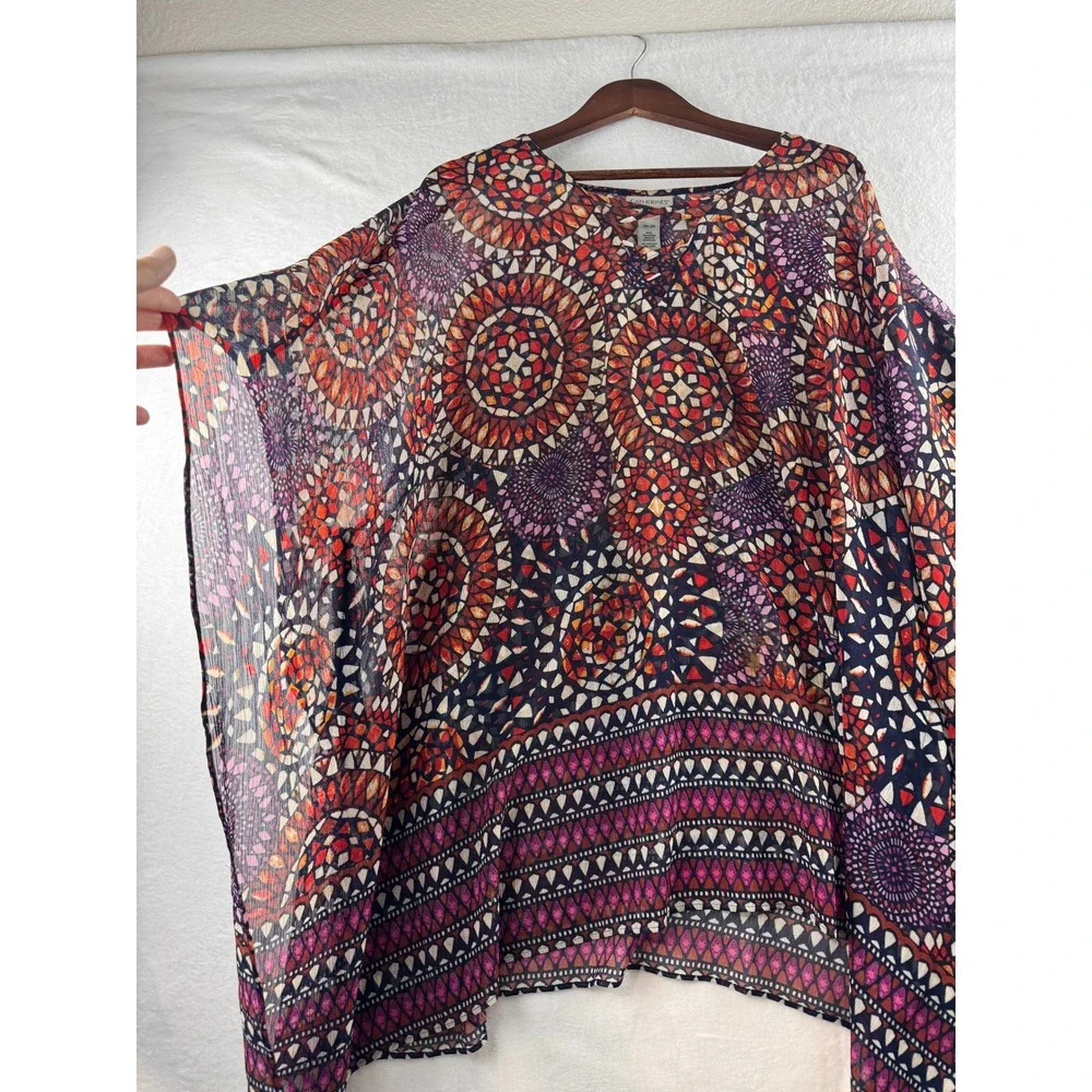 Catherines 2X/3X Boho Sheer Kimono Cover Up
